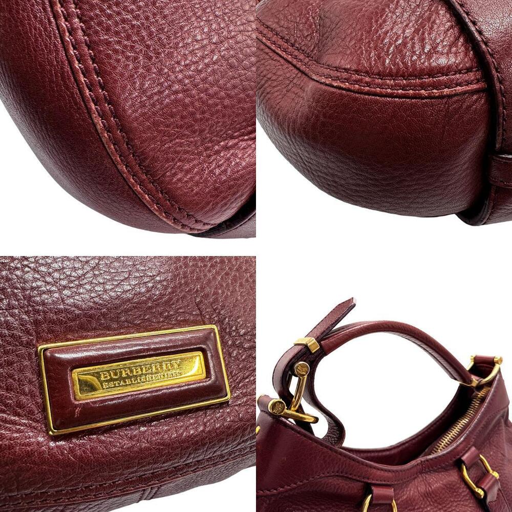 Burberry Burgundy Red Gold Leather Shoulder Bag - Picture 4 of 4